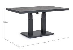 Table TRUMAN Anthracite, structure aluminium, dim : L140 x P85 x H49/72 cm Andrea Bizzotto