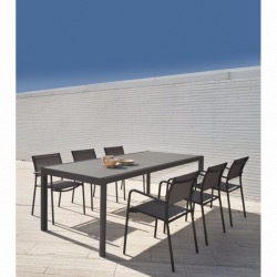 Table THEMIS 150/225 x 104 cm - Charbon/Gris- GARDEN ART