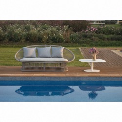 Table basse SPADE blanc, plateau verre fumé blanc 80 x 80 x H33 cm - GARDEN ART