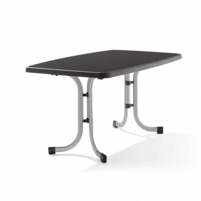 Table pliante 150x90 cm pied acier gris clair plateau Mécalit pro couleur marbré ardoise anthracite