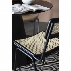 CHAISE JORT noir, Assise et dossier en rotin naturel Zuiver