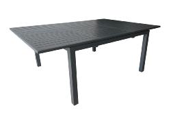 Table GENES Carrée 140x140/200x75 cm Graphite. Plateau alu époxy à Lattes. Ouverture synchronisée, A