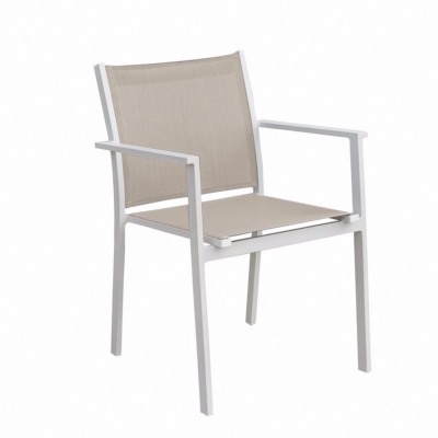 Fauteuil PANAMA blanc/kaki, empilable - GARDEN ART