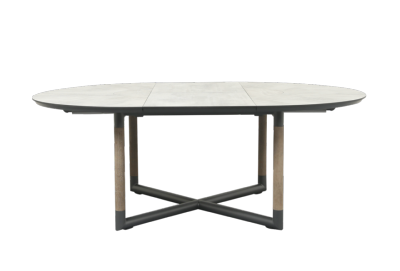 Table repas BASTINGAGE aluminium GRIS, duratek Plateau HPL beton ciré - 12 personnes Les Jardins