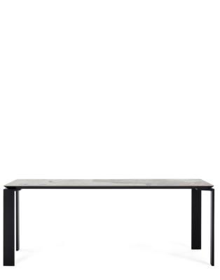 Table FOUR 190x90 cm Symphonie Noir Grès finition Marbre, Pieds Acier verni