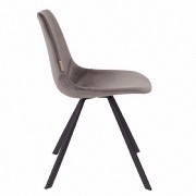 Chaise Franky en velours Gris - Dutchbone