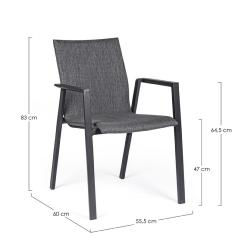 Fauteuil ODEON Anthracite, aluminium dim: L55,5xP60xH83 hauteur assise 47 cm Andrea Bizzotto