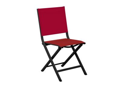 CHAISE THEMA PLIANTE ALU GRAPHITE/ROUGE PROLOISIRS