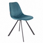 Chaise Franky en velours Bleu pétrole - Dutchbone