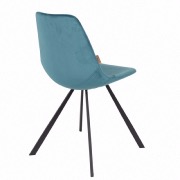 Chaise Franky en velours Bleu pétrole - Dutchbone