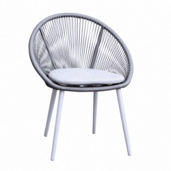 Fauteuil SPADE silver/rope grey, coussin sacha grey - GARDEN ART