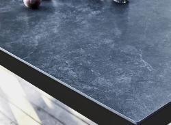 table haute CERAMIQUE STONEO 140x74x105 cm chassis alu graphite 