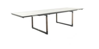 Table repas BASTINGAGE aluminium GRIS , duratek Plateau HPL beton ciré - 12 personnes Les Jardins