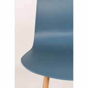 Chaise scandinave Leon polypro bleue pied en alu couleur bois