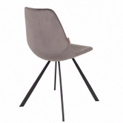 Chaise Franky en velours Gris - Dutchbone