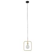 Lampe suspension CUBO, revêtement poudre noire, L 170 cm réglable