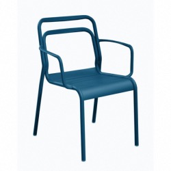 Fauteuil EOS châssis alu epoxy BLEU NUIT, tube de 25mm, empilable dimensions L55xH82xP58 cm 