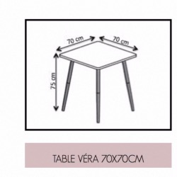Table à manger Véra – uni Rose Poudré Pieds Bruts - 70x70 cm - LES GAMBETTES